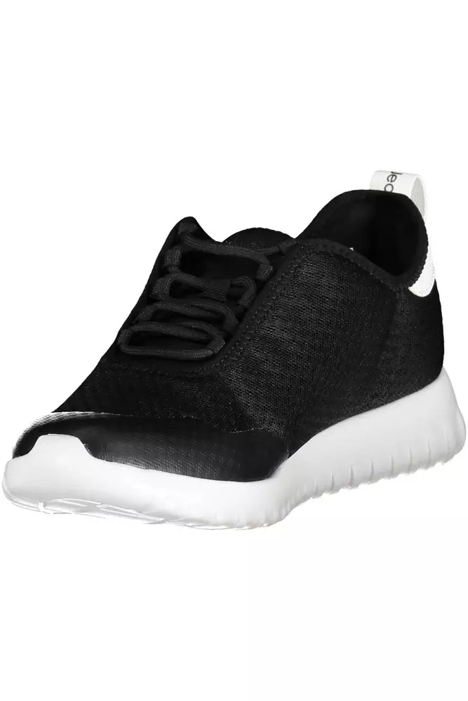 Black Polyester Men Sneaker - SEHABRANDS