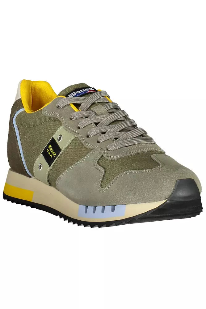 Green Leather Men Sneaker - SEHABRANDS