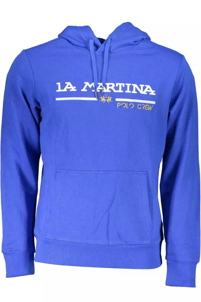 Chic Blue Embroidered Hooded Sweatshirt - SEHABRANDS