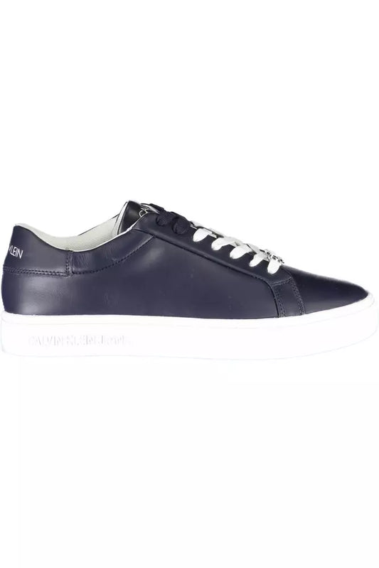 Blue Leather Men Sneaker - SEHABRANDS