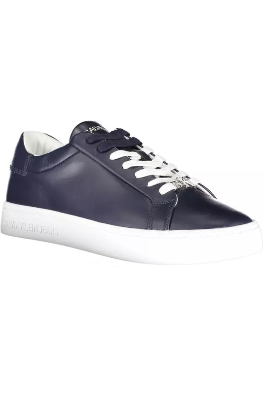 Blue Leather Men Sneaker - SEHABRANDS