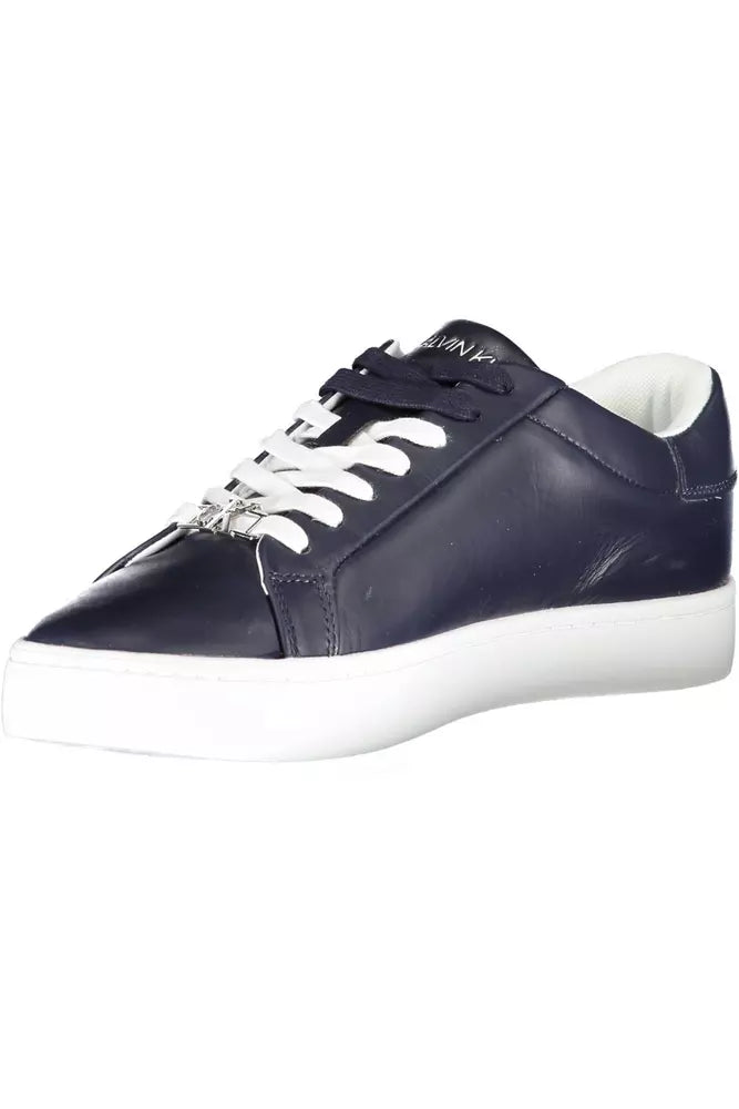 Blue Leather Men Sneaker - SEHABRANDS