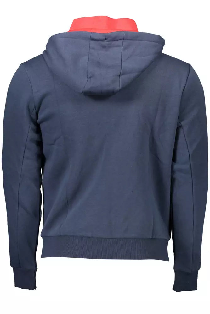 Chic Blue Hooded Zip Sweatshirt - Embroidered Detail - SEHABRANDS