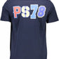 Sleek Blue Crew Neck Tee with Contrasting Prints - SEHABRANDS