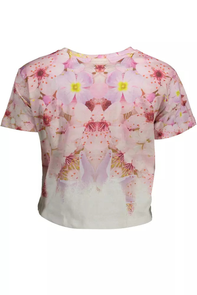 Chic Pink Embroidered Cotton Tee - SEHABRANDS