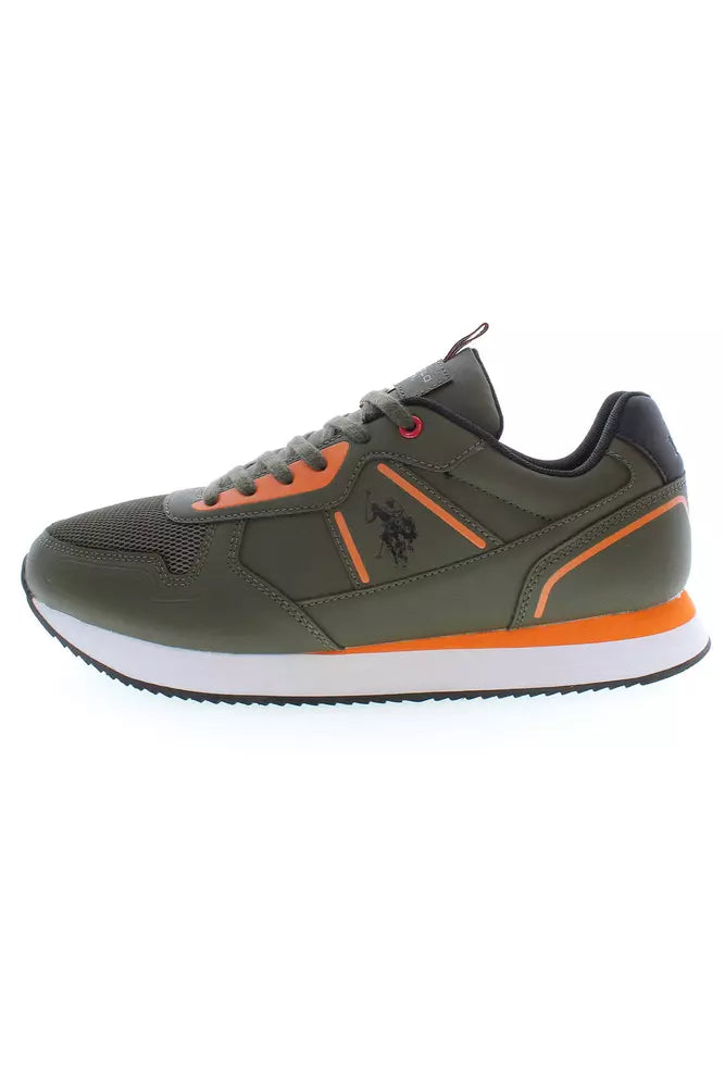 Green Polyester Men Sneaker - SEHABRANDS