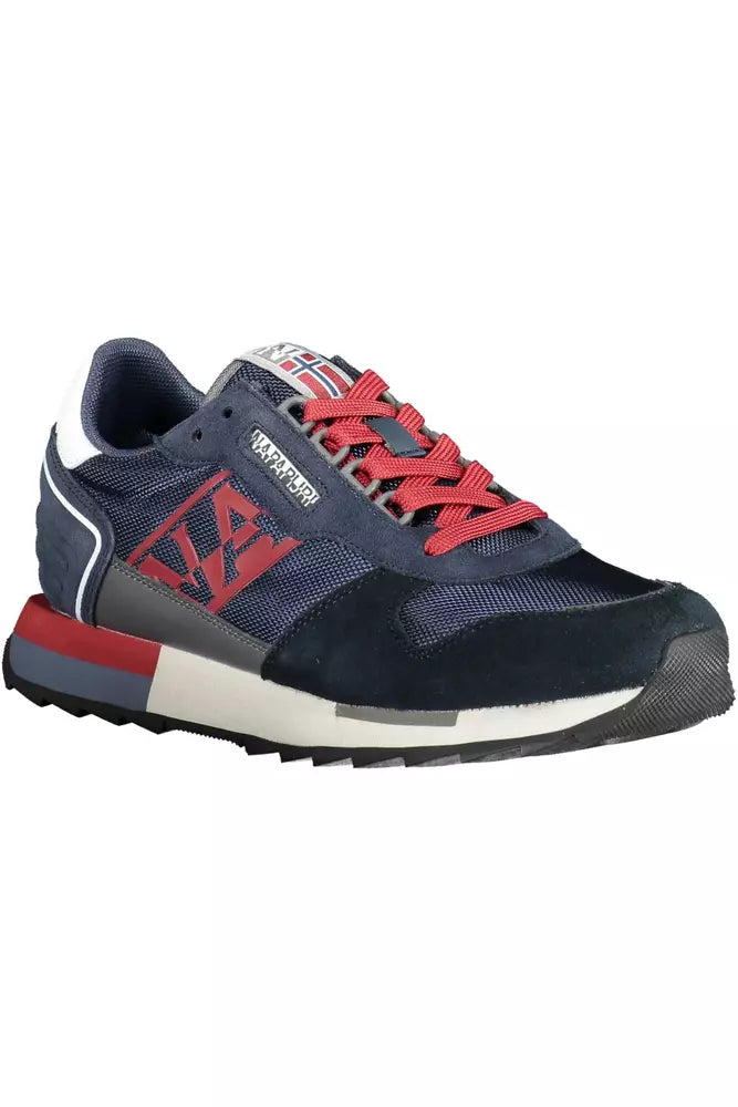 Blue Leather Men Sneaker - SEHABRANDS