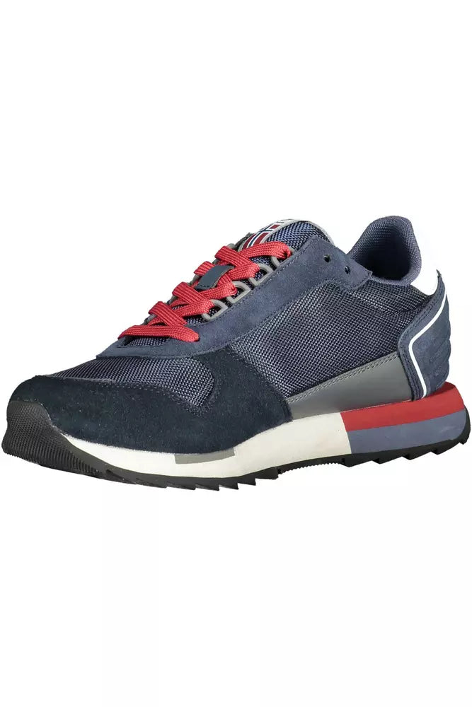 Blue Leather Men Sneaker - SEHABRANDS