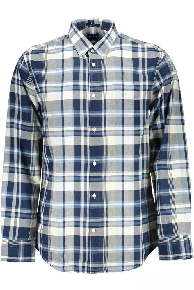 Blue Cotton Men Shirt - SEHABRANDS