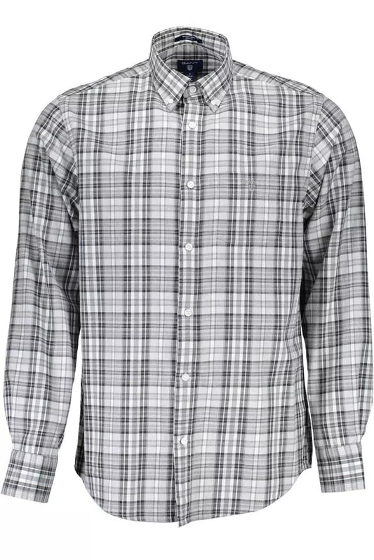 Gray Cotton Men Shirt - SEHABRANDS