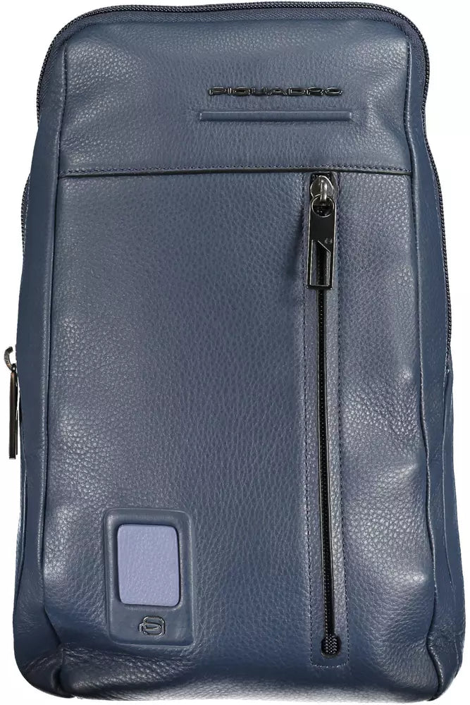 Blue Leather Men Shoulder Bag - SEHABRANDS