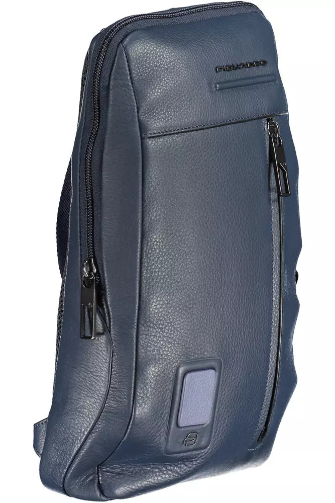 Blue Leather Men Shoulder Bag - SEHABRANDS