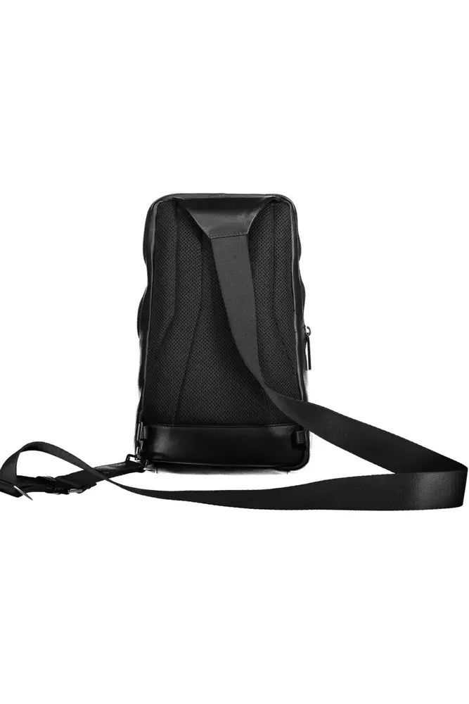 Black Leather Men Shoulder Bag - SEHABRANDS