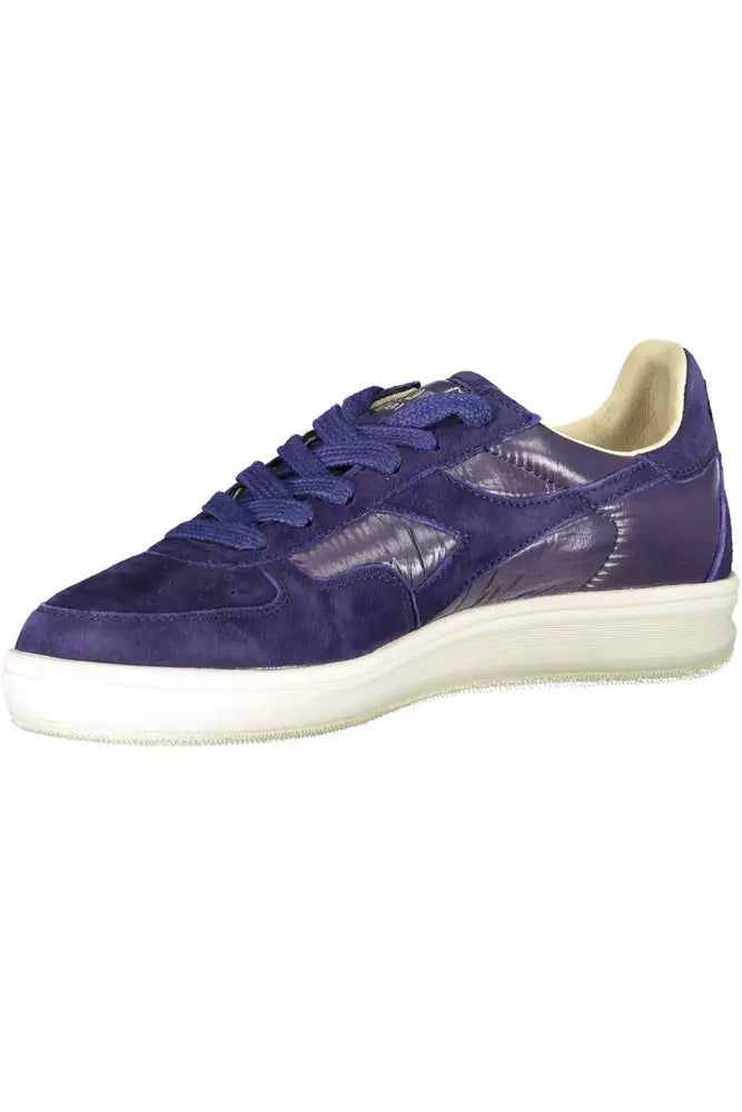 Blue Leather Women Sneaker - SEHABRANDS