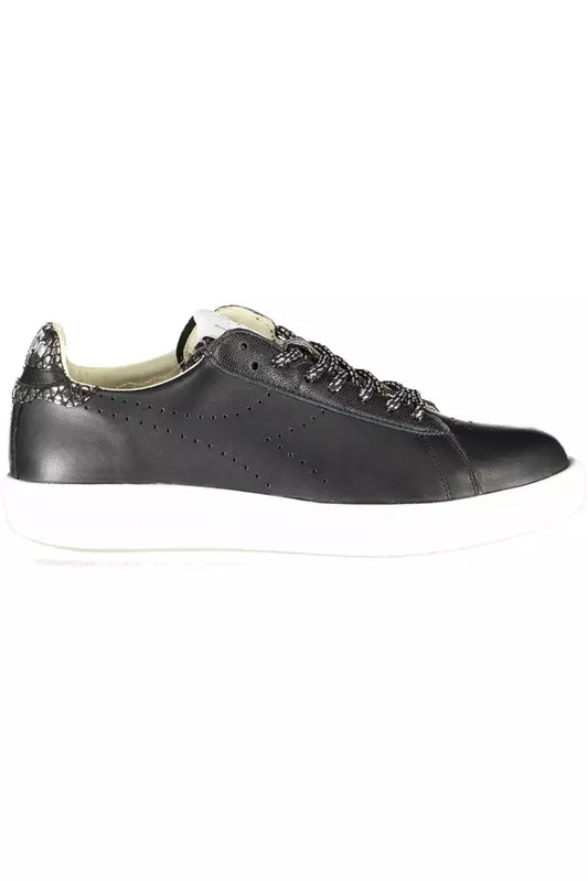 Black Leather Women Sneaker - SEHABRANDS