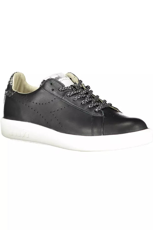 Black Leather Women Sneaker - SEHABRANDS