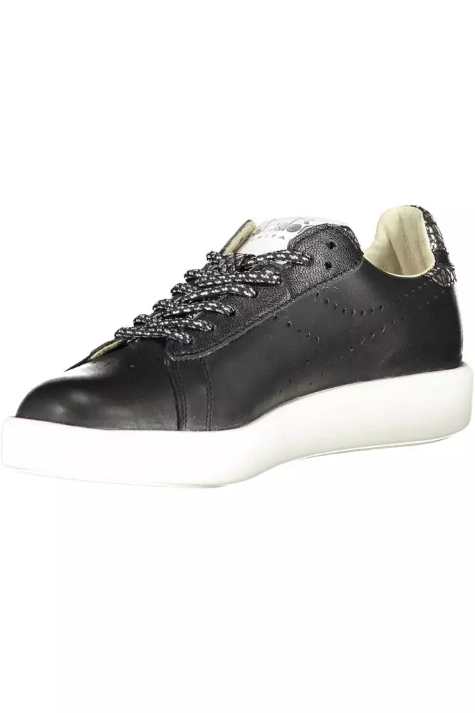 Black Leather Women Sneaker - SEHABRANDS