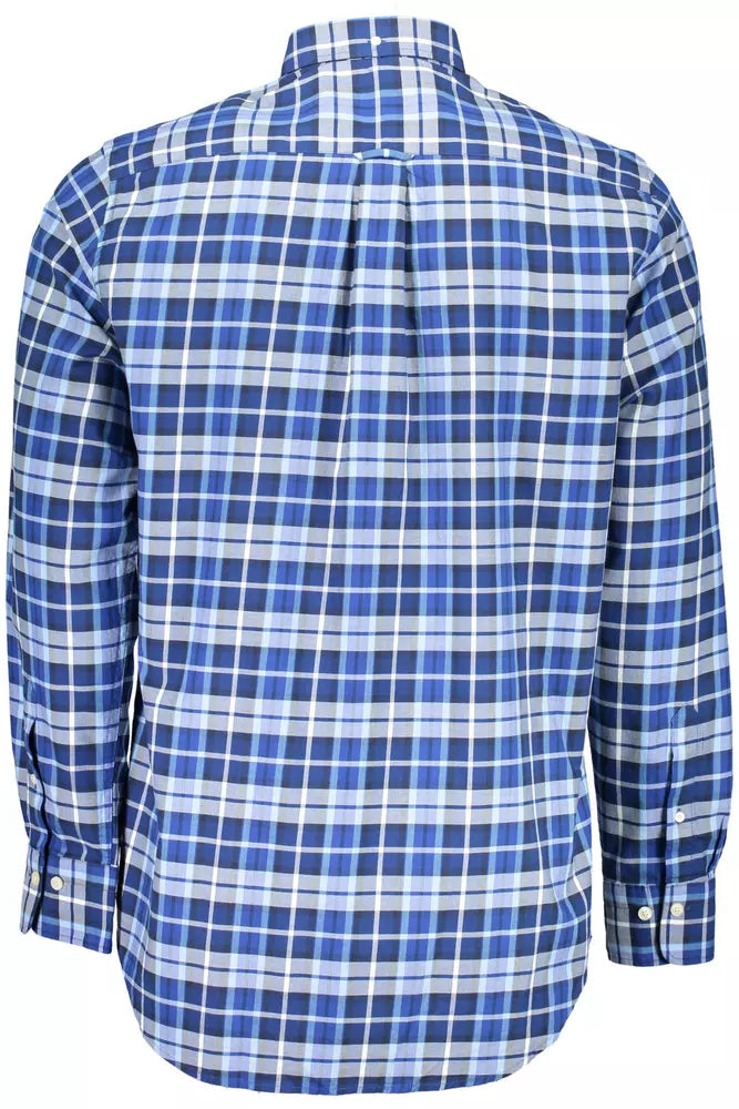 Blue Cotton Men Shirt - SEHABRANDS