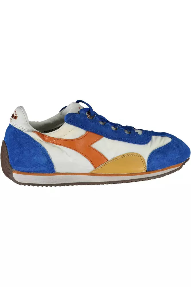 Blue Leather Women Sneaker - SEHABRANDS