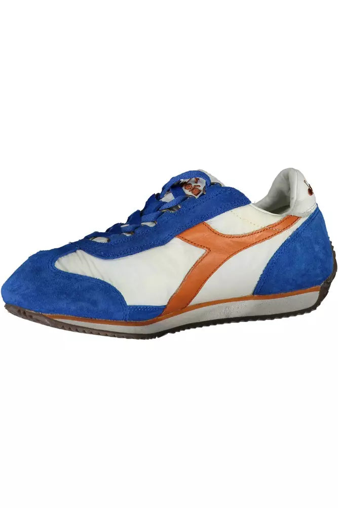 Blue Leather Women Sneaker - SEHABRANDS