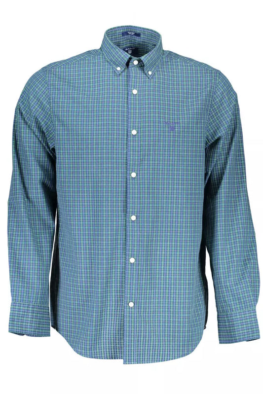 Blue Cotton Men Shirt - SEHABRANDS