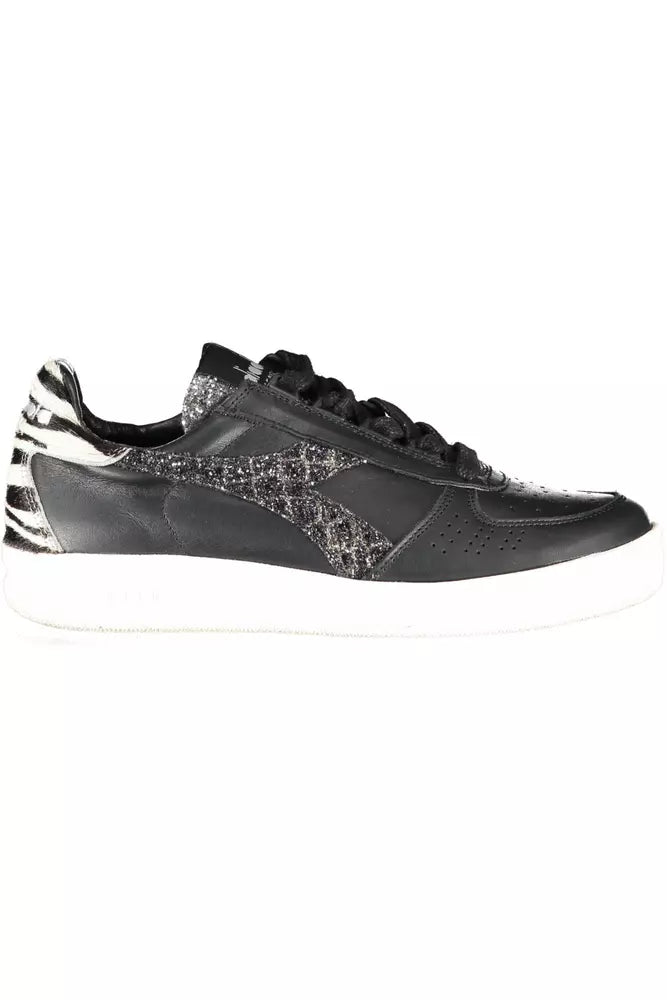 Black Leather Womens Sneaker - SEHABRANDS