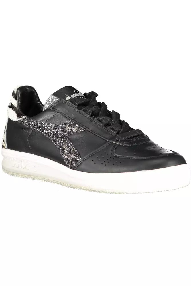 Black Leather Womens Sneaker - SEHABRANDS