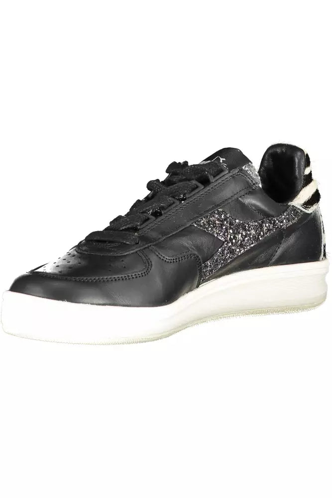 Black Leather Womens Sneaker - SEHABRANDS