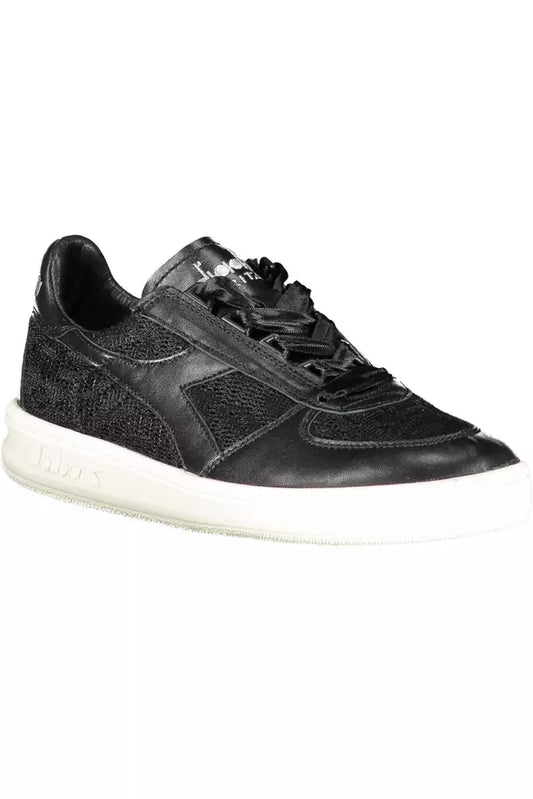 Black Leather Women Sneaker - SEHABRANDS