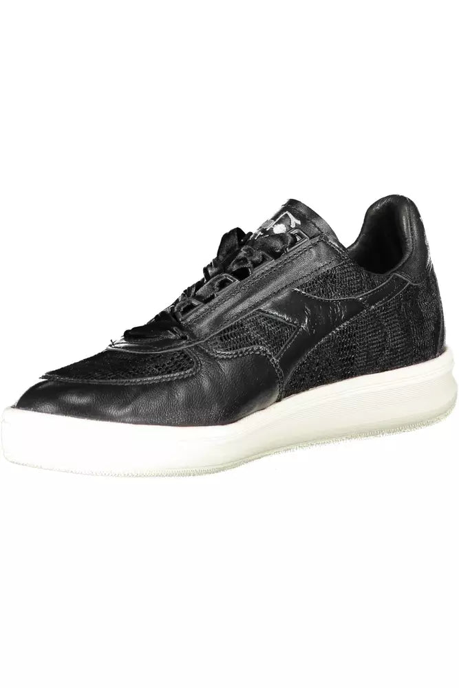 Black Leather Women Sneaker - SEHABRANDS