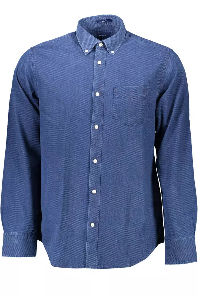 Blue Cotton Men Shirt - SEHABRANDS