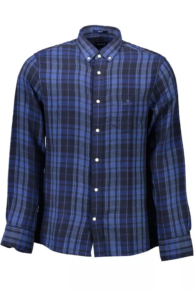 Blue Cotton Men Shirt - SEHABRANDS