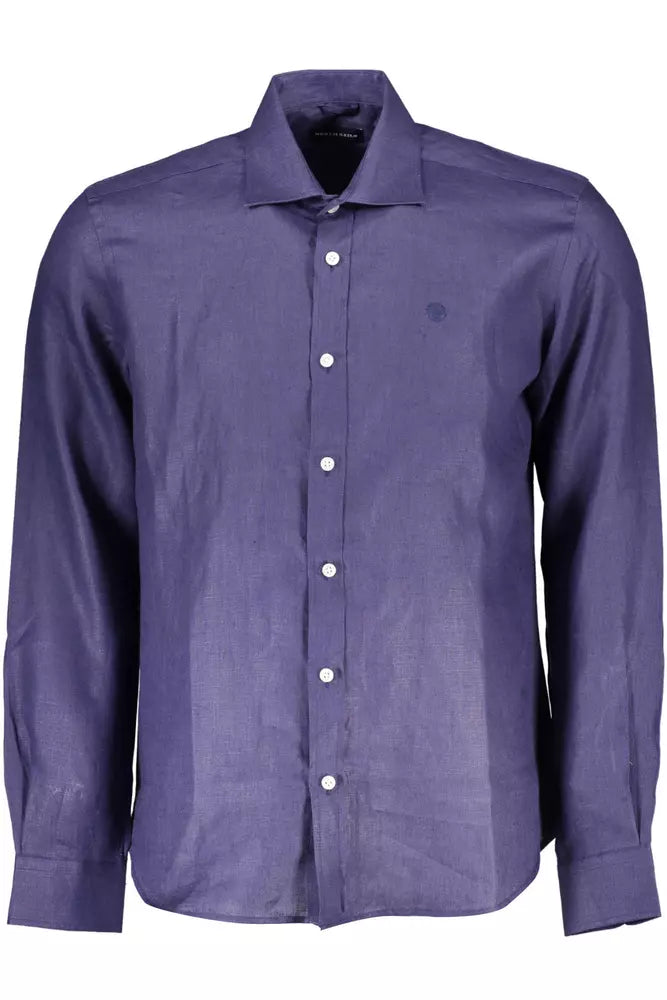 North Sails Blue Linen Men Shirt