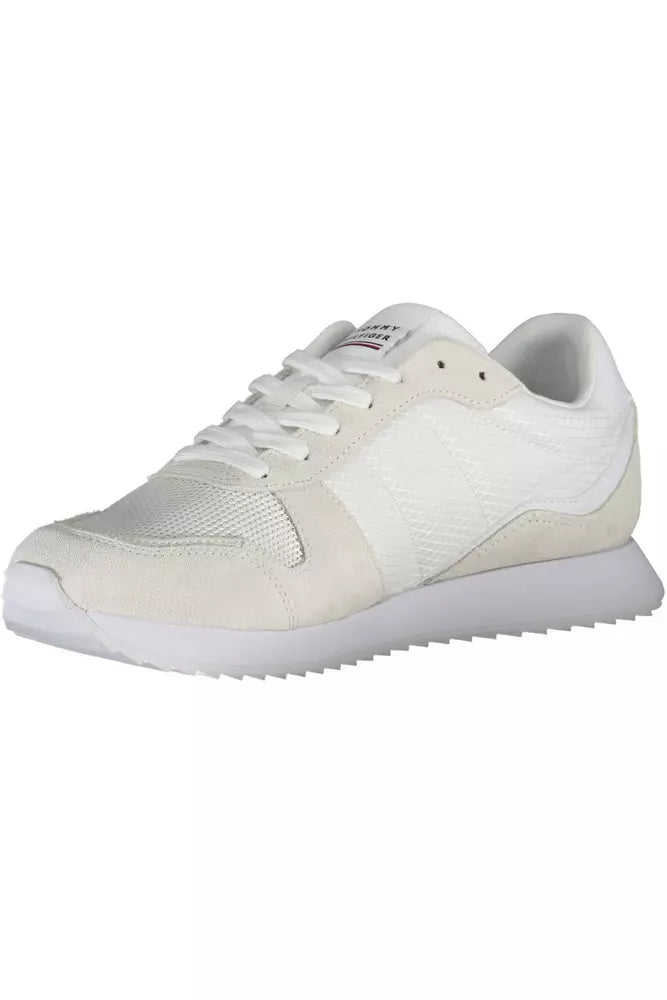 Eco-Conscious White Sneakers With Logo Accent - SEHABRANDS