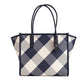 Ella Gingham Blazer Blue Oversized Woven Shoulder Tote Bag Purse - SEHABRANDS