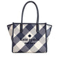 Ella Gingham Blazer Blue Oversized Woven Shoulder Tote Bag Purse - SEHABRANDS