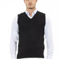 Black Viscose Men Vest - SEHABRANDS