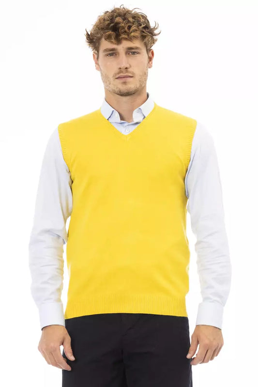 Yellow Viscose Men Vest - SEHABRANDS