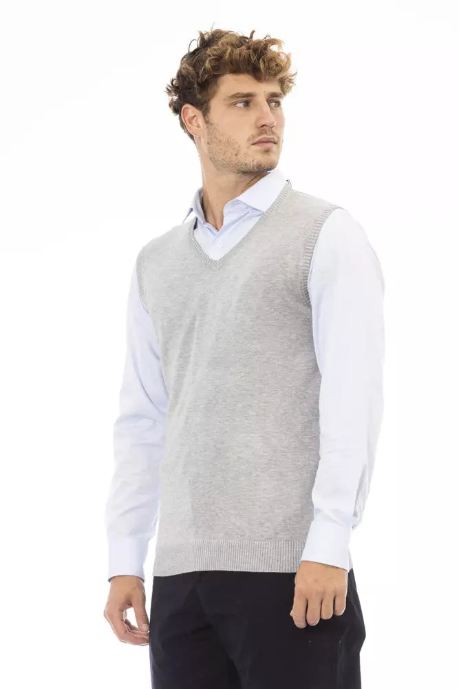 Gray Viscose Men Vest - SEHABRANDS