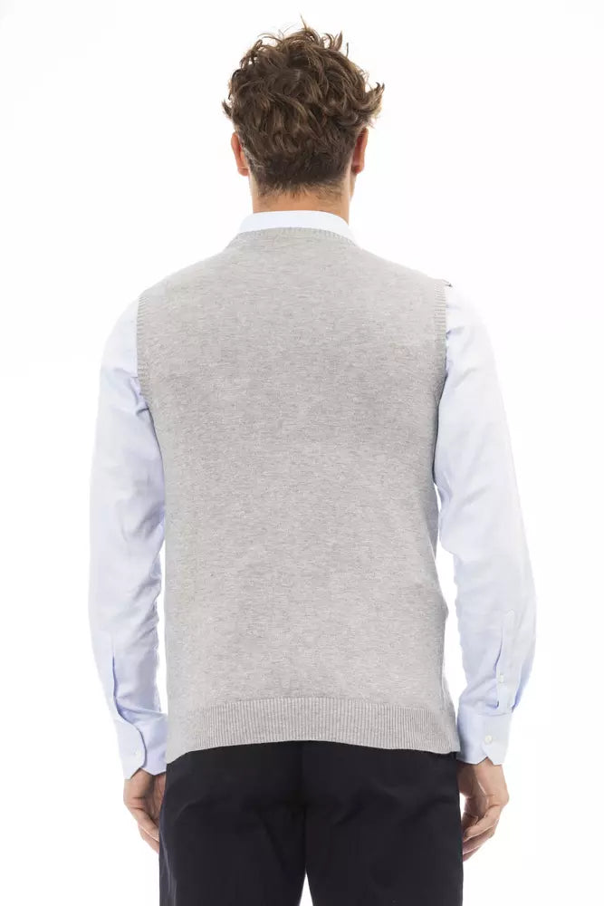 Gray Viscose Men Vest - SEHABRANDS