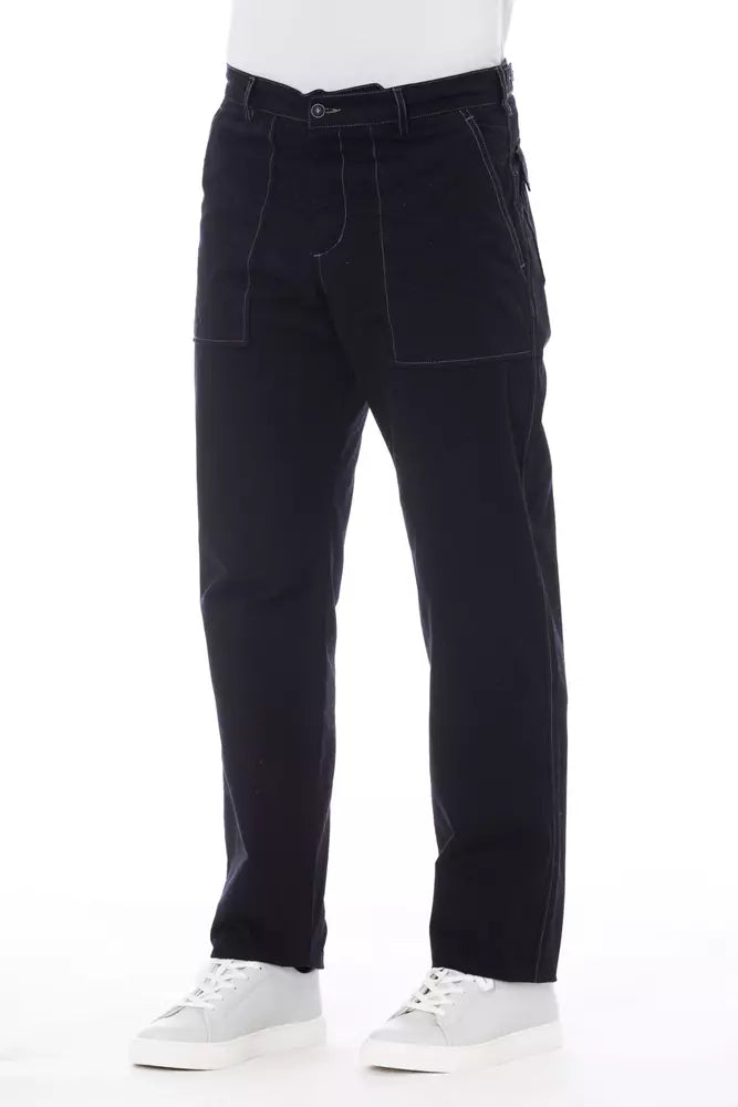 Blue Cotton Men Pants - SEHABRANDS