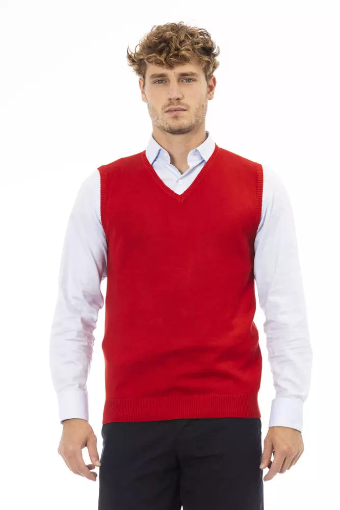 Red Viscose Men Vest - SEHABRANDS