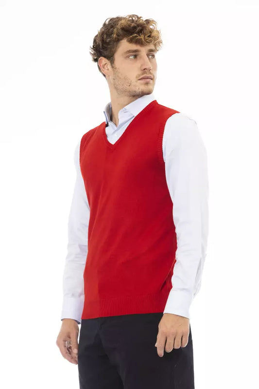 Red Viscose Men Vest - SEHABRANDS