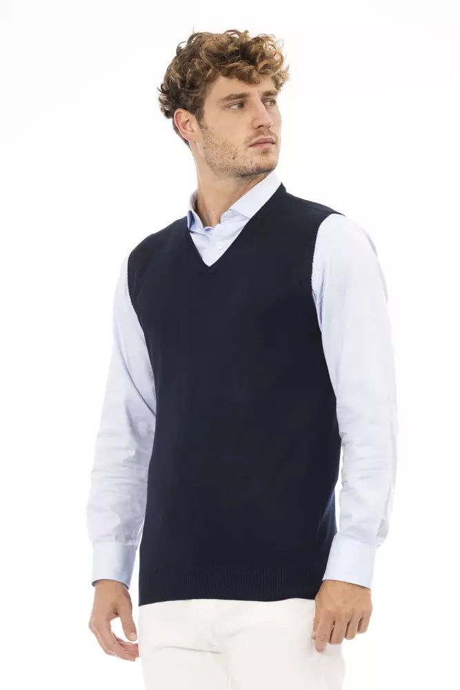 Blue Viscose Men Vest - SEHABRANDS