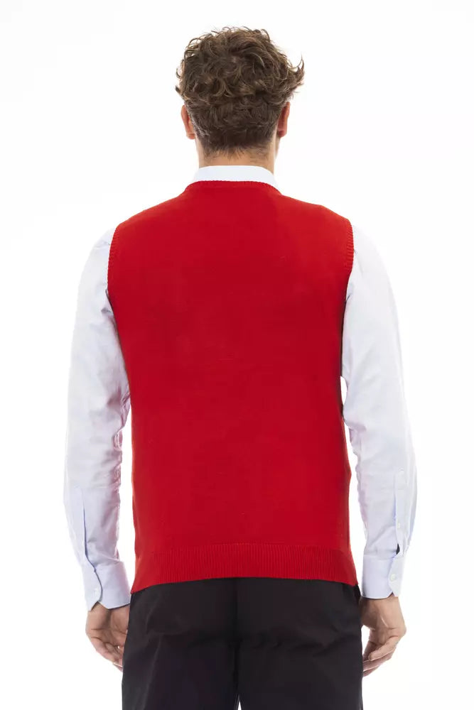 Red Viscose Men Vest - SEHABRANDS