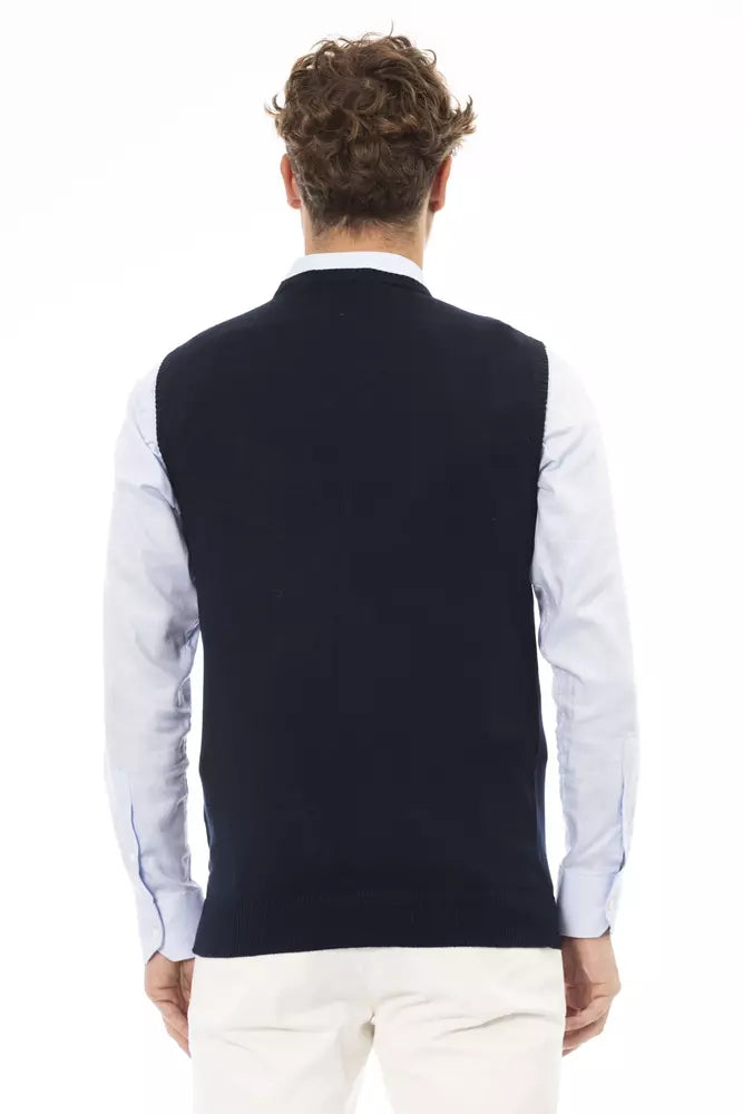 Blue Viscose Men Vest - SEHABRANDS