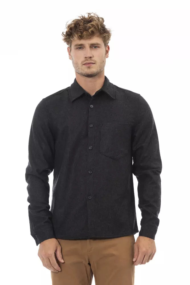 Gray Wool Men Shirt - SEHABRANDS