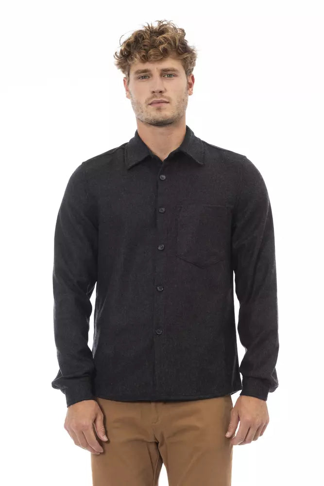 Gray Wool Men Shirt - SEHABRANDS