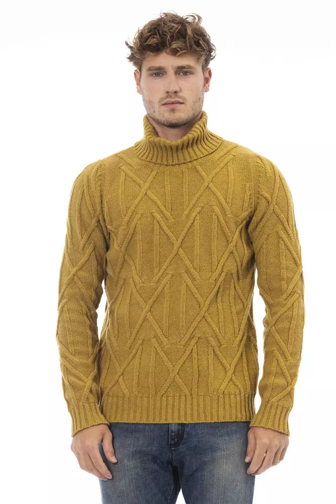 Yellow Merino Wool Men Sweater - SEHABRANDS