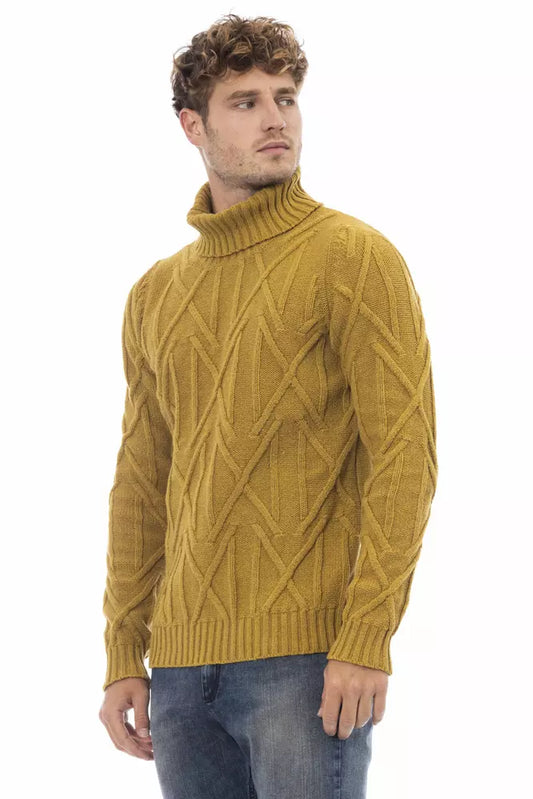 Yellow Merino Wool Men Sweater - SEHABRANDS